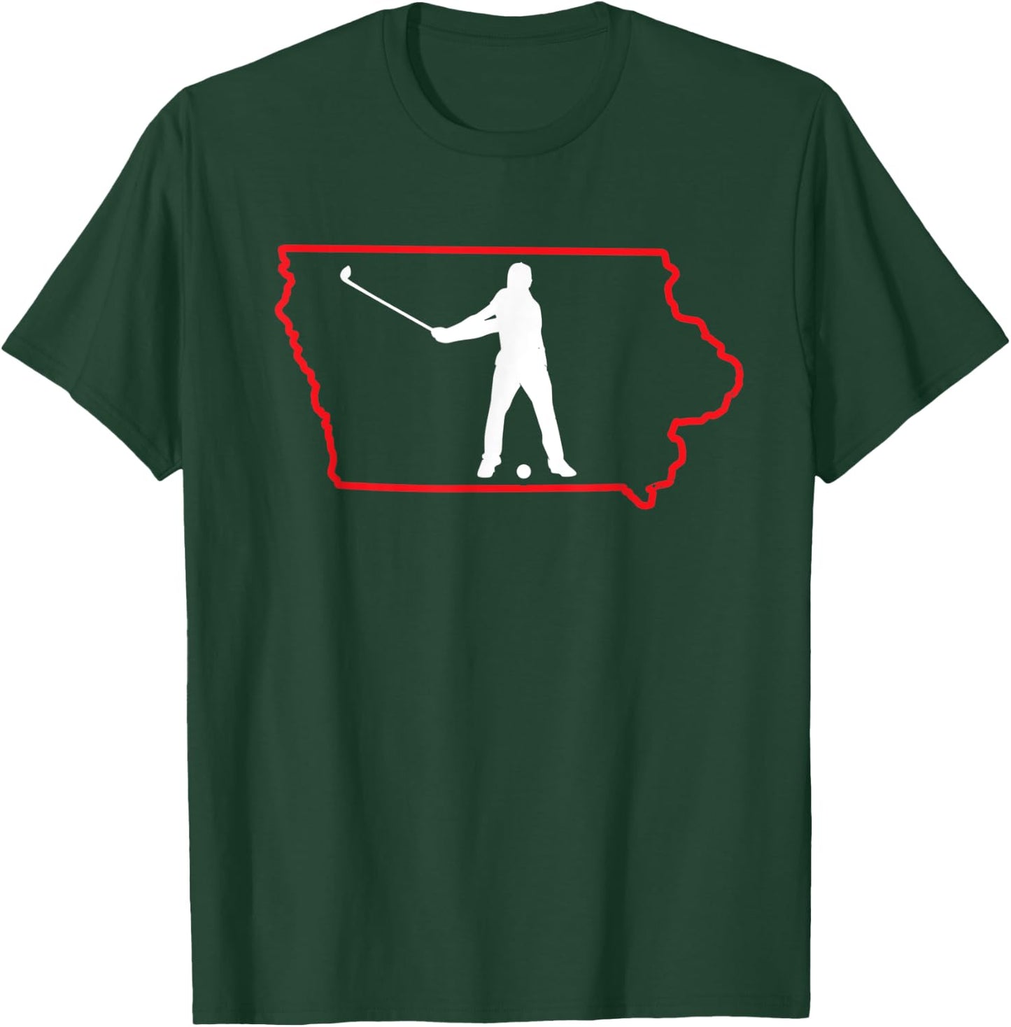 Iowa Golfer Iowa Map State Golf Player Golf Lover Golfing T-Shirt - T-Shirt | Forest