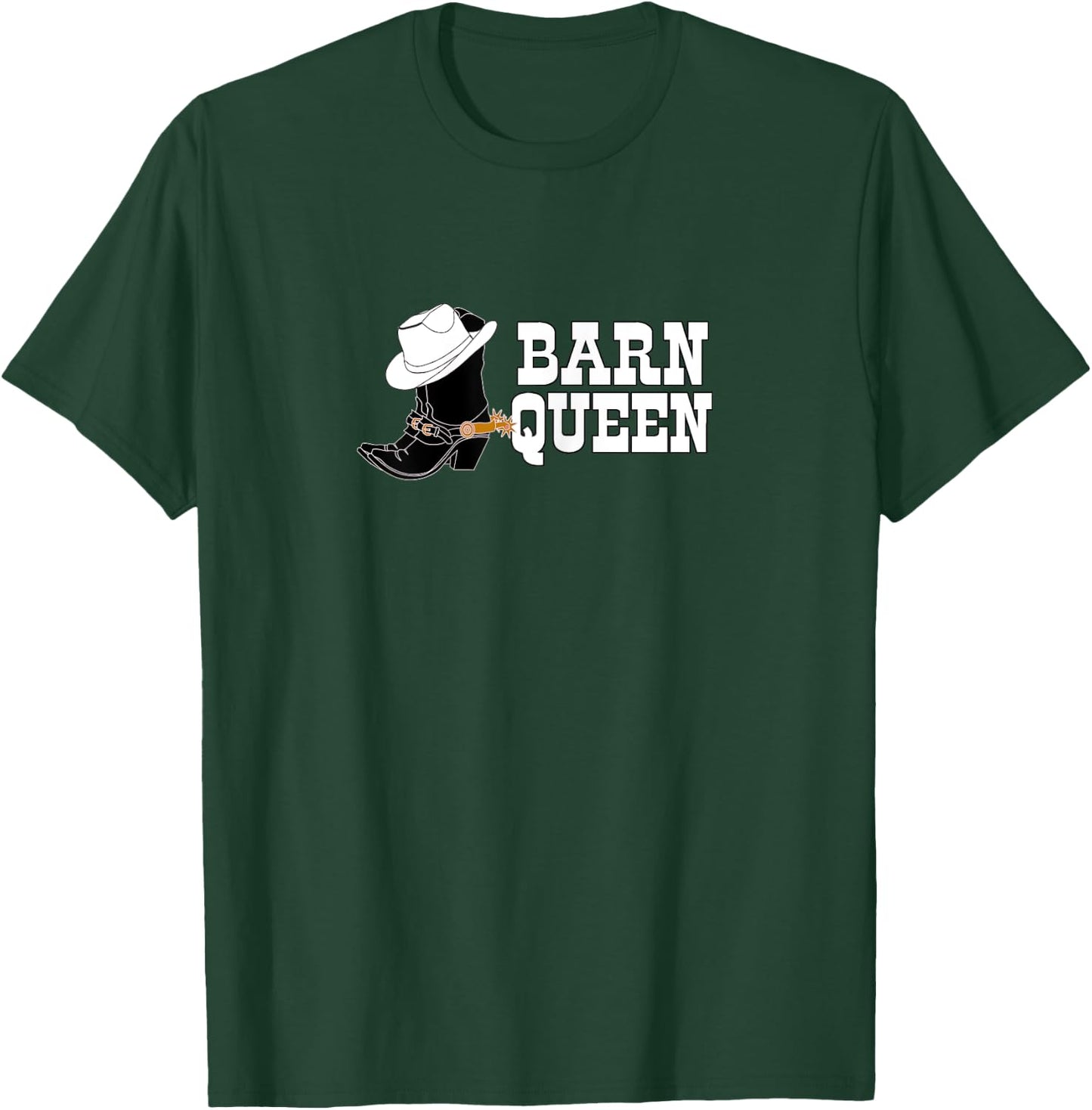 Horse lover Cowgirl shirt "BARN QUEEN" with Boot, Hat. white T-Shirt - T-Shirt | Forest