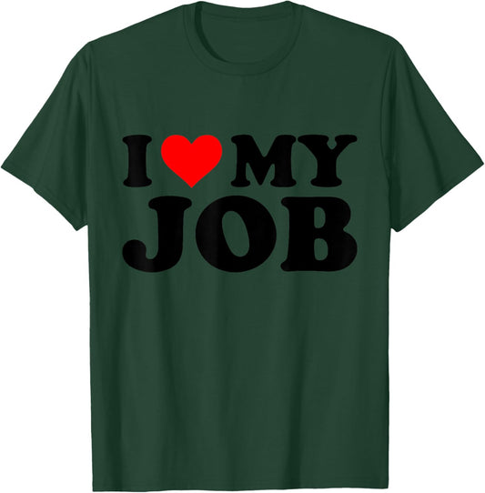 I Heart My Job Funny Red Heart Tops & Gifts -Adults Grey Small T-Shirt - T-Shirt | Forest
