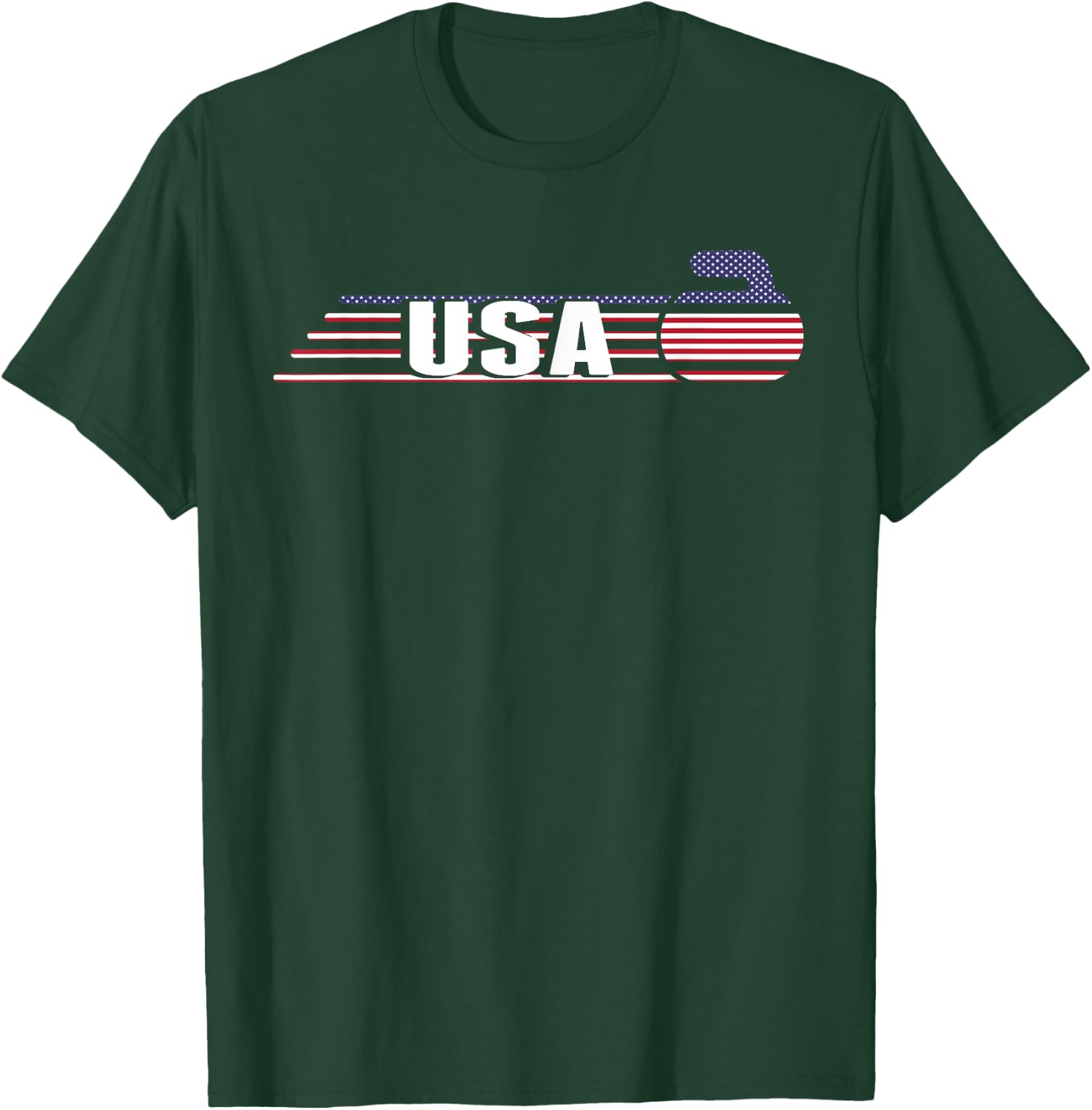 USA Team Curling Rock Jersey - Vintage Winter Sports Lovers T-Shirt - T-Shirt | Forest