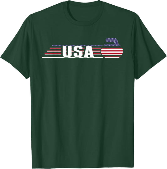 USA Team Curling Rock Jersey - Vintage Winter Sports Lovers T-Shirt - T-Shirt | Forest