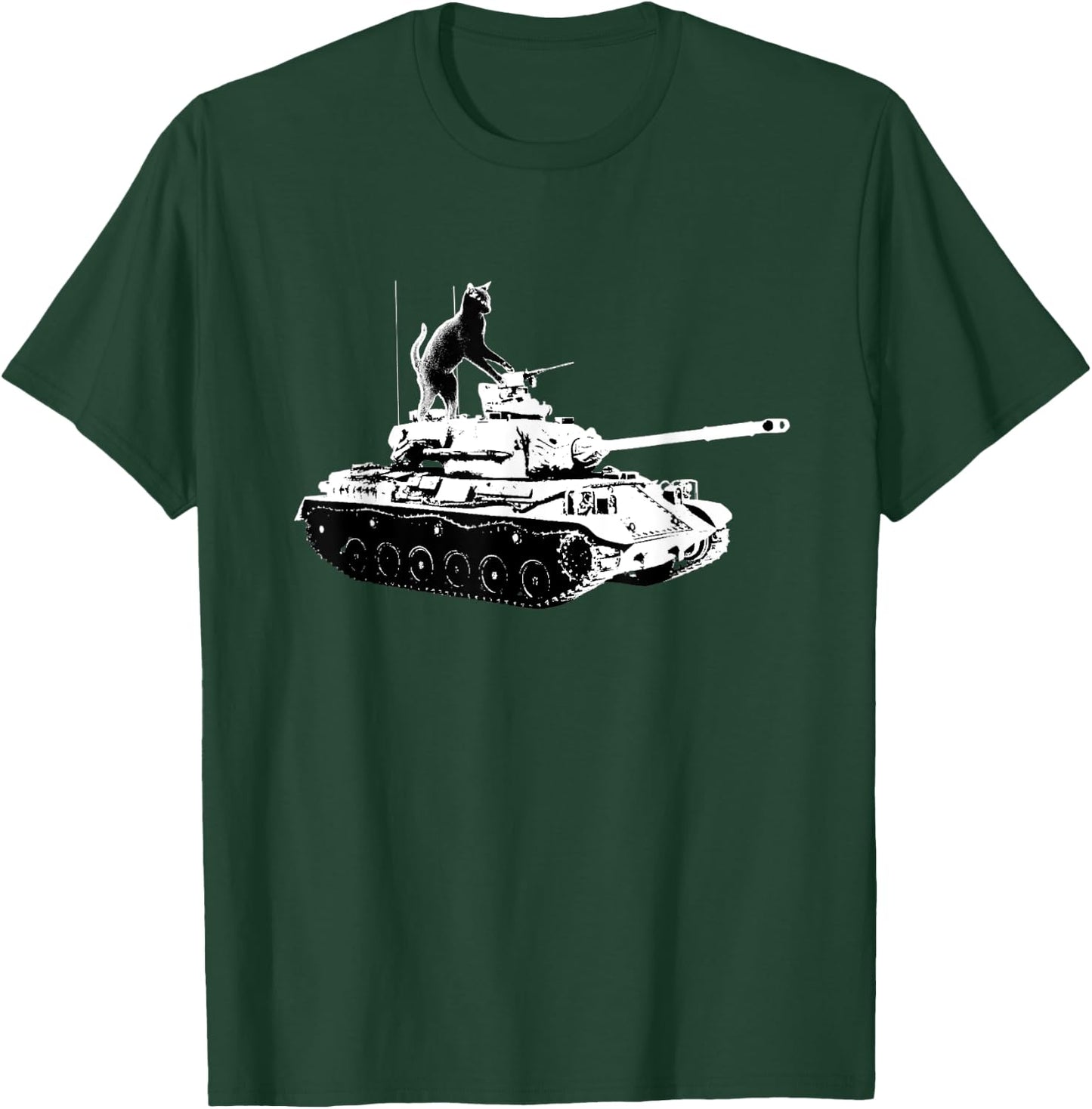 Army Tank Cat Military Funny Kitty Cat Pet Lovers Men Women T-Shirt - T-Shirt | Forest
