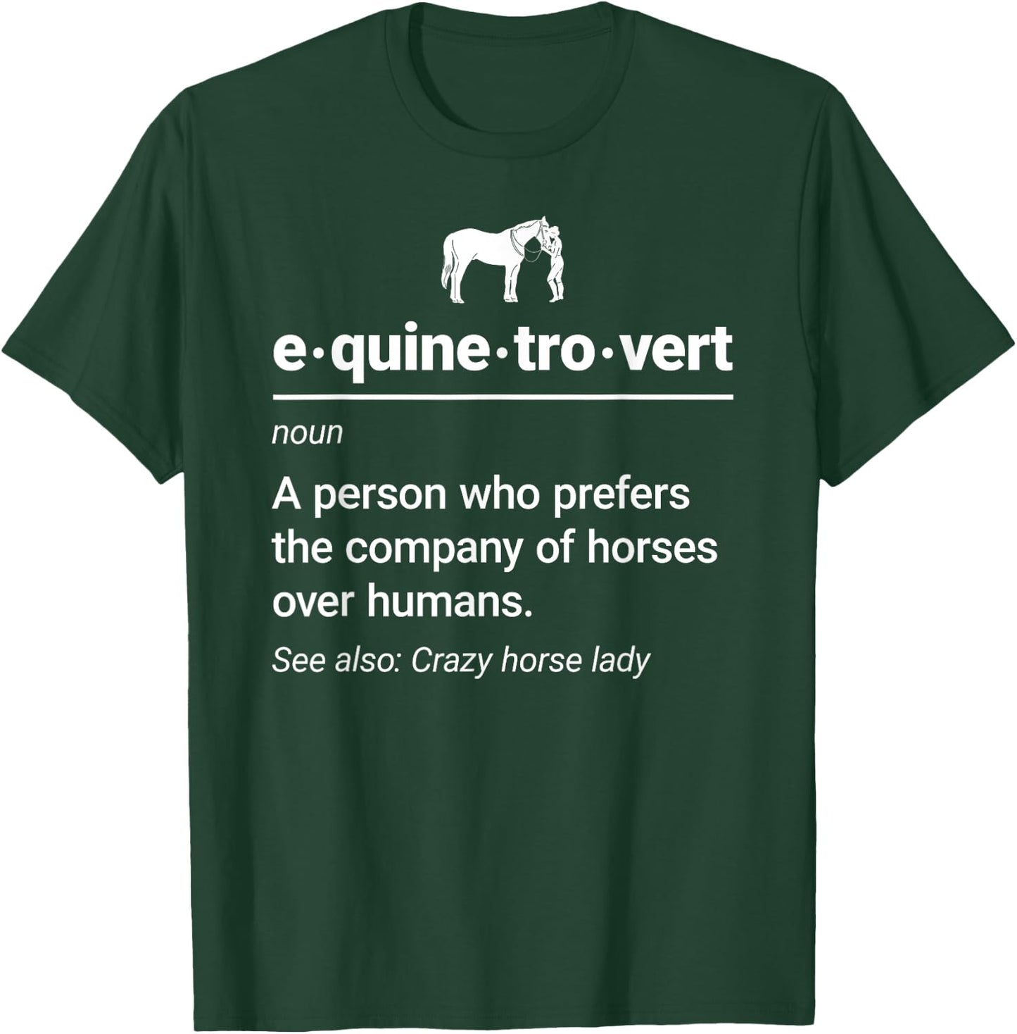 Horse Riding Gifts For Girls And Women -Adults Black Cotton Polyester Small Classic Fit Short Sleeve Horse-riding T-Shirt - T-Shirt | Forest