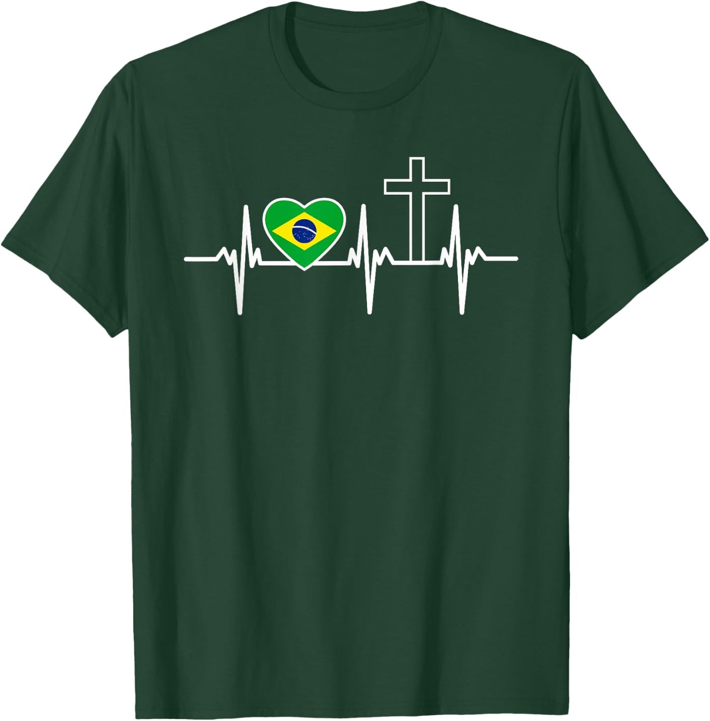 A Heart For Jesus And Brazil - Christian Clothing T-Shirt - T-Shirt | Forest