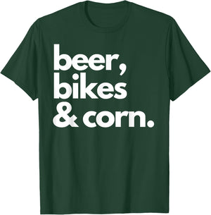 Beer, Bikes & Corn Funny Iowa Bicycle Love Biking T-Shirt - T-Shirt | Forest