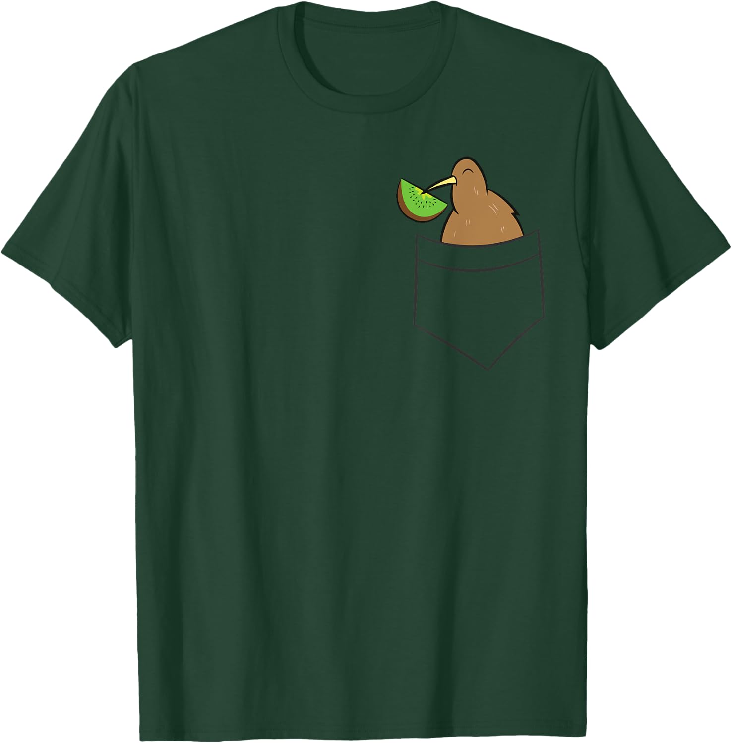 Kiwi In a Pocket Cute Pocket Kiwi T-Shirt - T-Shirt | Forest