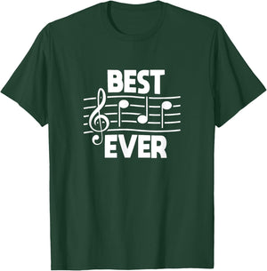 Best Dad Ever Music Notes Daddy Musician Father's Day T-Shirt - T-Shirt | Forest
