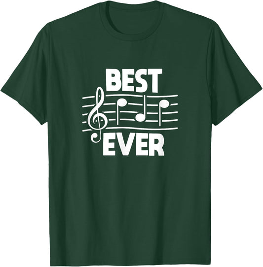 Best Dad Ever Music Notes Daddy Musician Father's Day T-Shirt - T-Shirt | Forest
