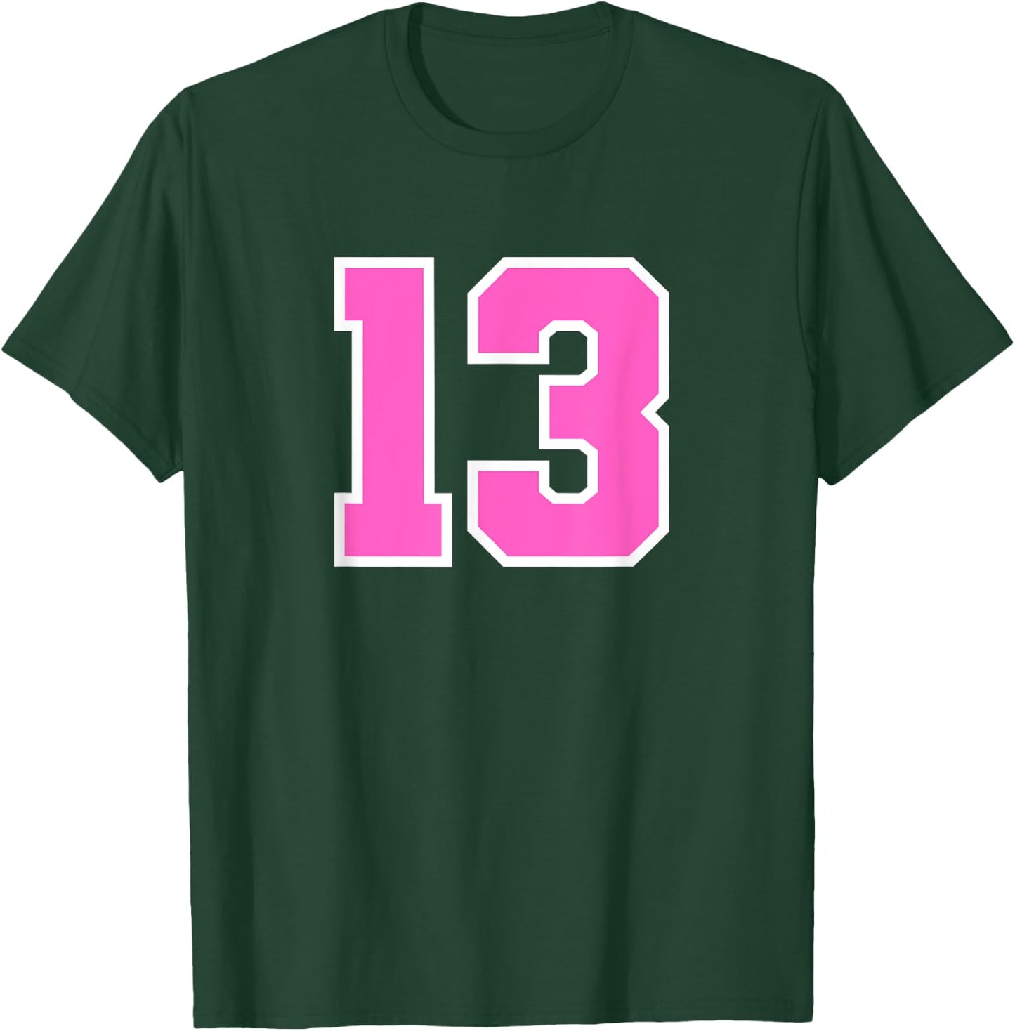Number #13 Sport Pink Varsity Number T-Shirt - T-Shirt | Forest