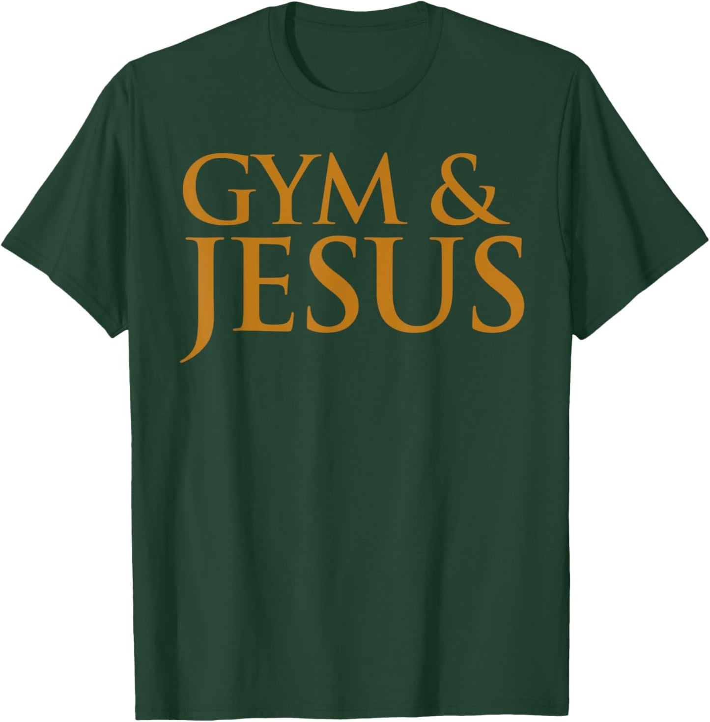 Distressed Gym & Jesus Funny Christian Workout Gift T-Shirt - T-Shirt | Forest