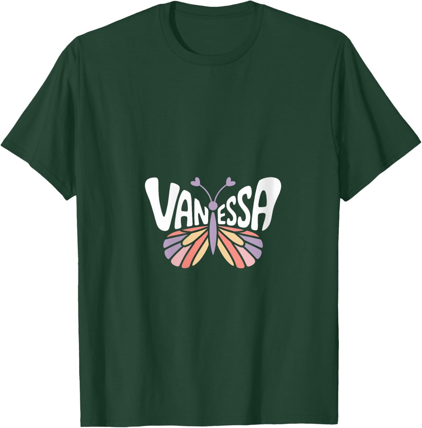 Vanessa Butterfly - Personalized Cute Name Word Art V-Neck T-Shirt - T-Shirt | Forest