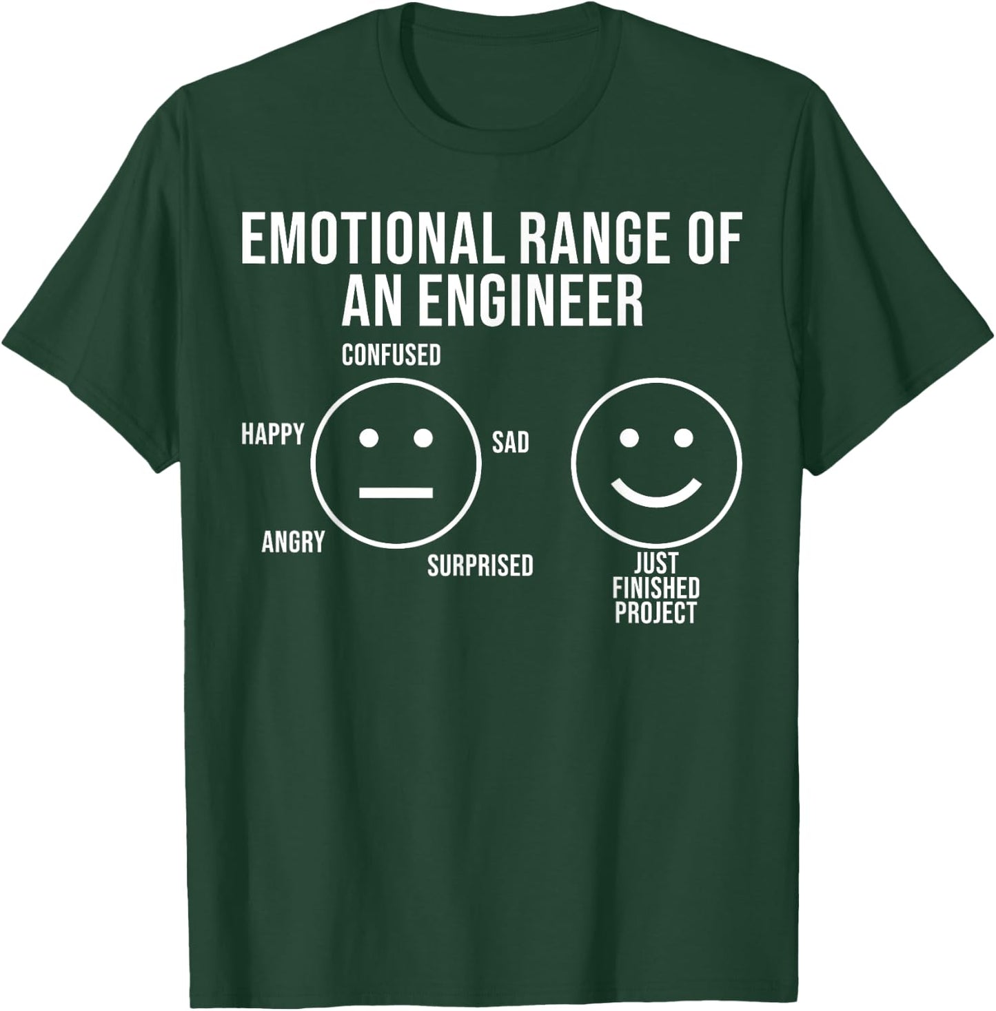 Emotional Range Of An Engineer Funny Engineering Faces T-Shirt - T-Shirt | Forest
