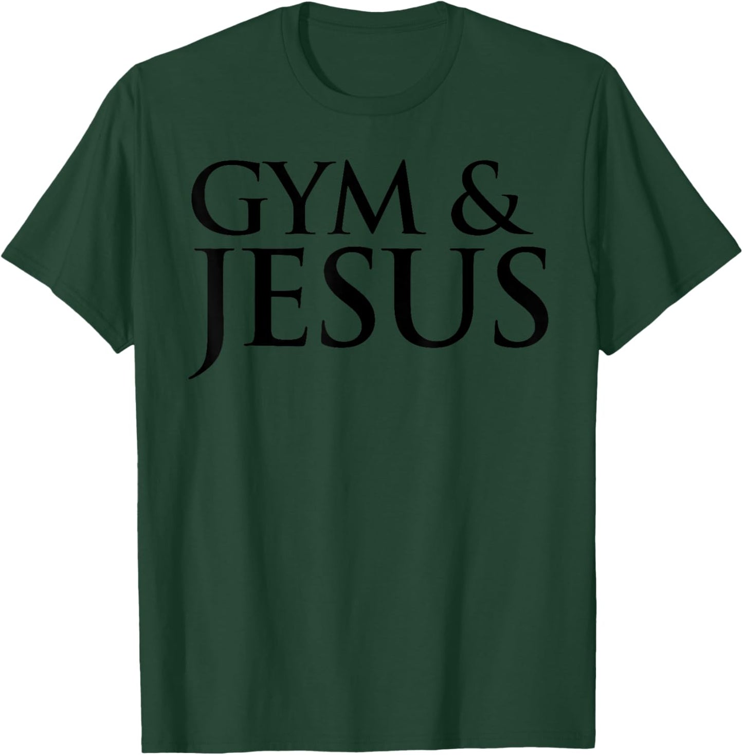 Distressed Gym & Jesus Funny Christian Workout Gift T-Shirt - T-Shirt | Forest