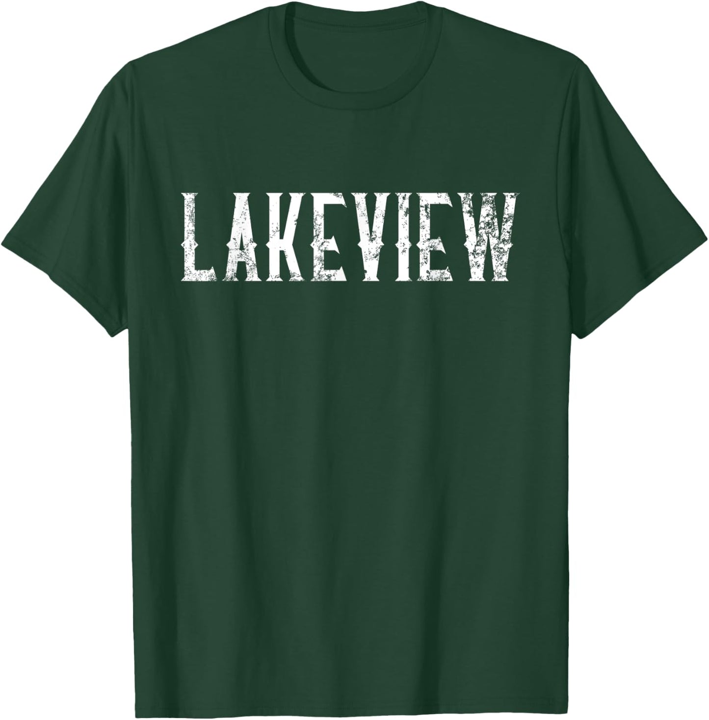 Lakeview Vintage White Script Apparel T-Shirt - T-Shirt | Forest