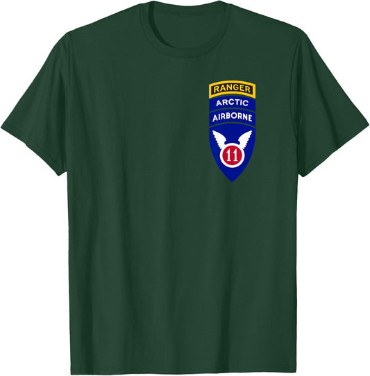 11th Airborne Division Patch & Ranger Tab - Arctic Angels T-Shirt - T-Shirt | Forest