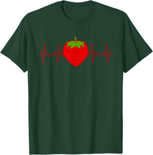 Funny Strawberry Design Women Strawberries Heartbeat T-Shirt - T-Shirt | Forest