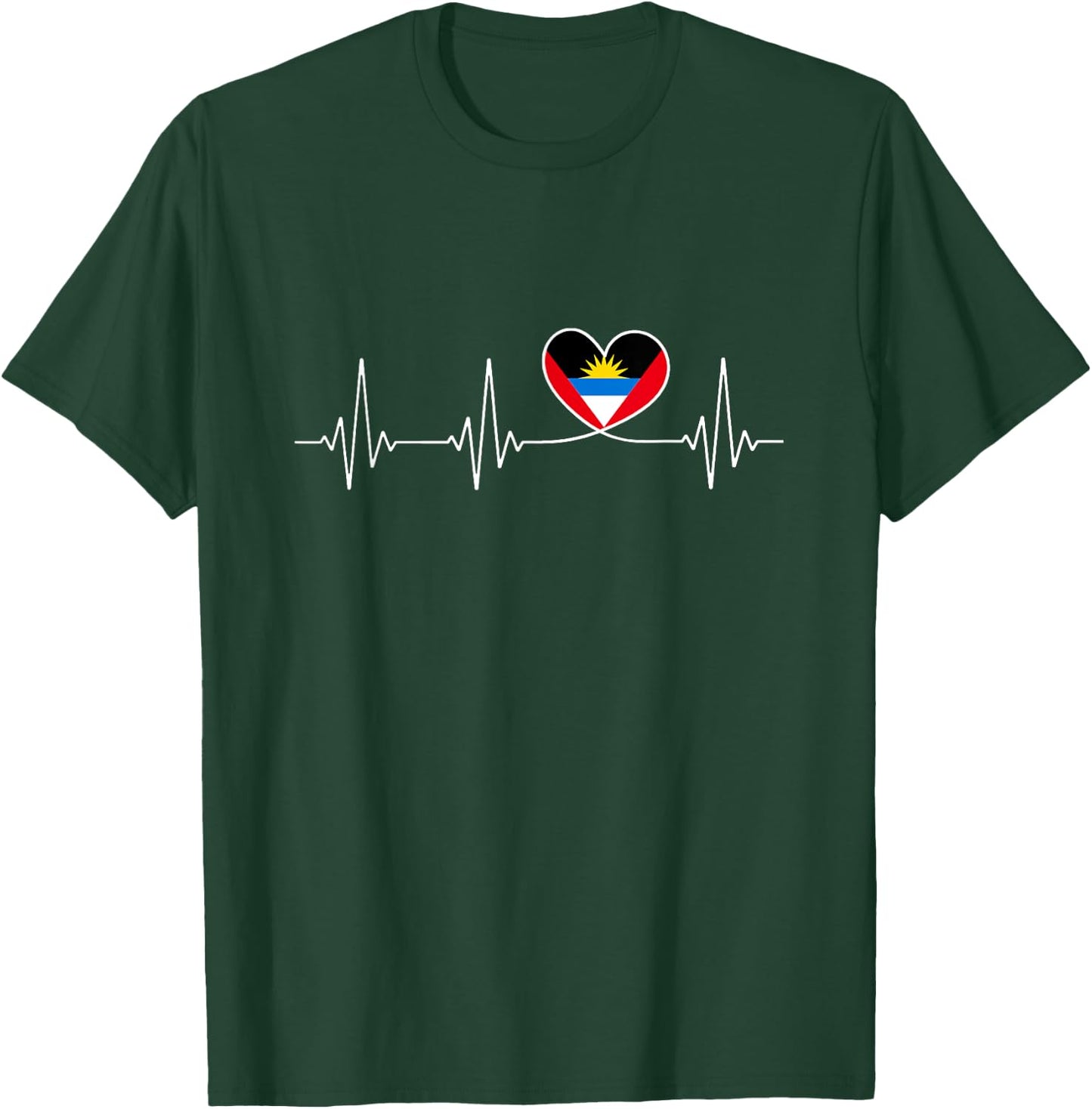 Antiguan and Barbudan Flag on Heart Antigua and Barbuda T-Shirt - T-Shirt | Forest