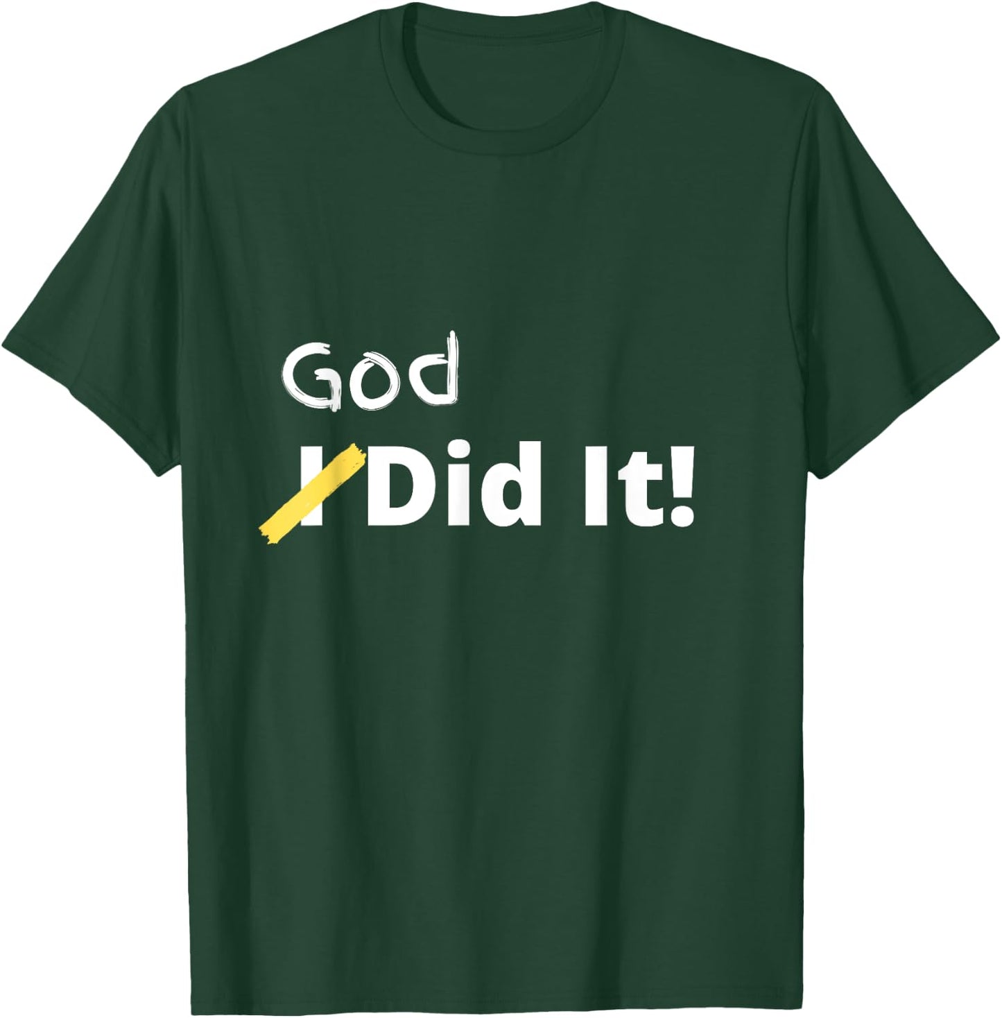 Cunningham God Did It Christian Black Small Letter Print T-Shirt - T-Shirt | Forest
