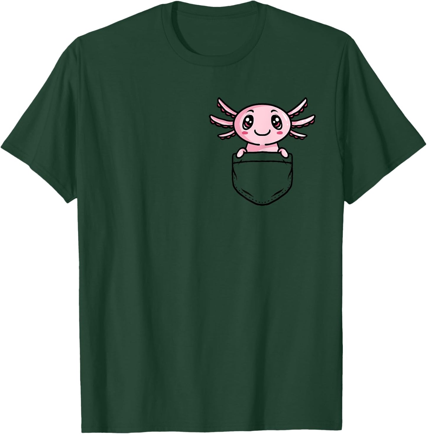 Kawaii Axolotl in Pocket Amphibian Animal Axolotl Lover T-Shirt - T-Shirt | Forest