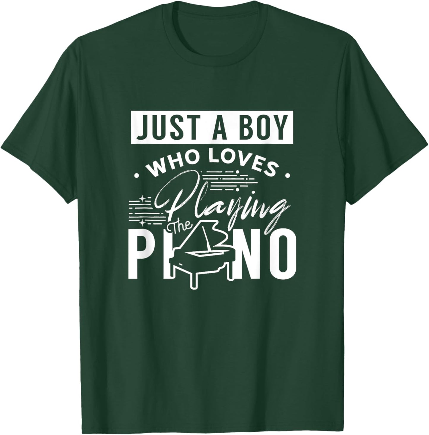 A Boy Who Loves Playing The Piano Pianist Musician Pianos T-Shirt - T-Shirt | Forest