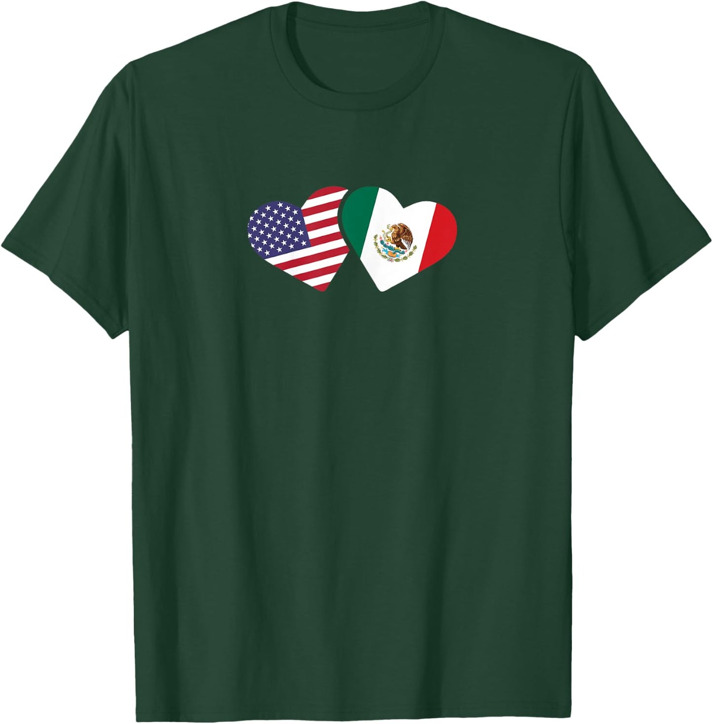Mexico USA Flag T Shirt Heart Mexican American Love T-Shirt - T-Shirt | Forest