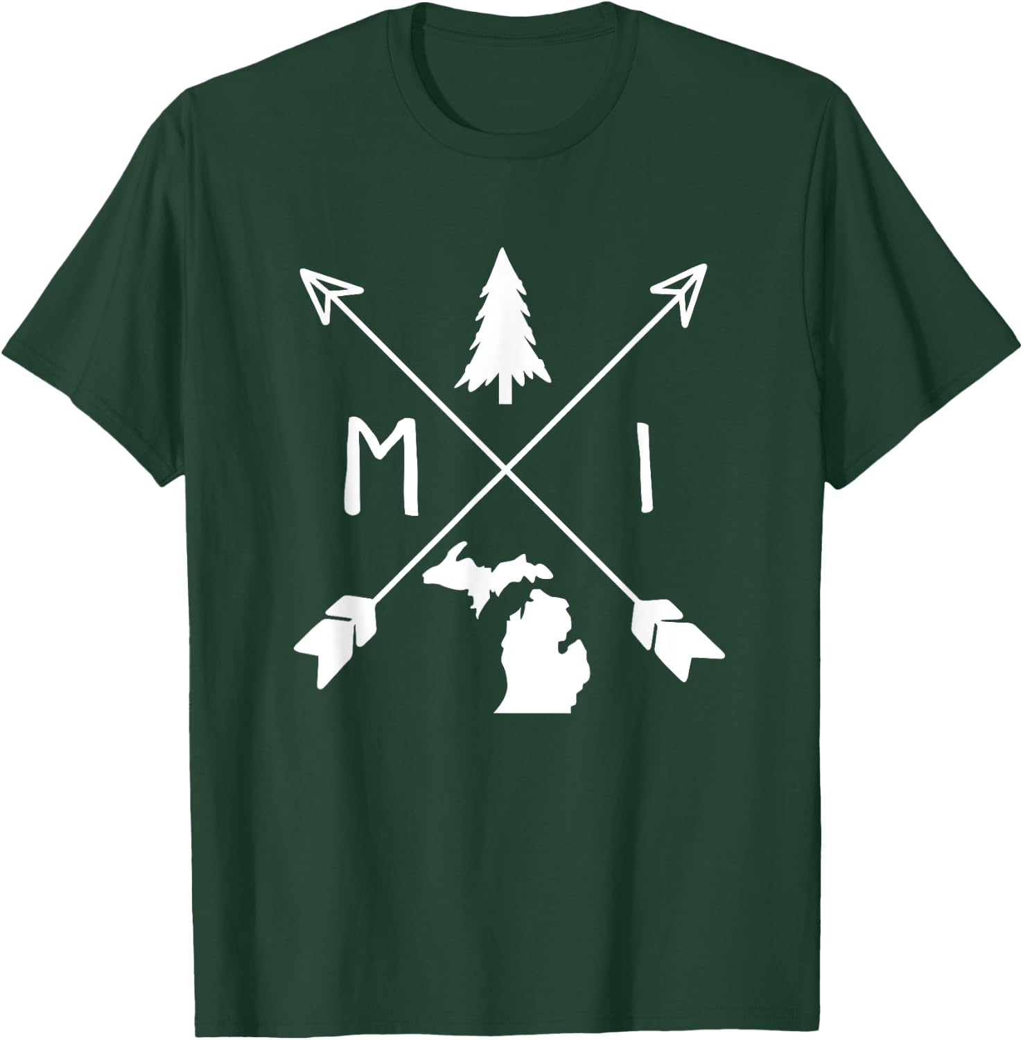Michigan Up North Home State Midwest Vintage Retro T-Shirt - T-Shirt | Forest