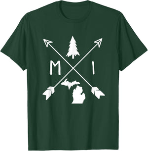Michigan Up North Home State Midwest Vintage Retro T-Shirt - T-Shirt | Forest