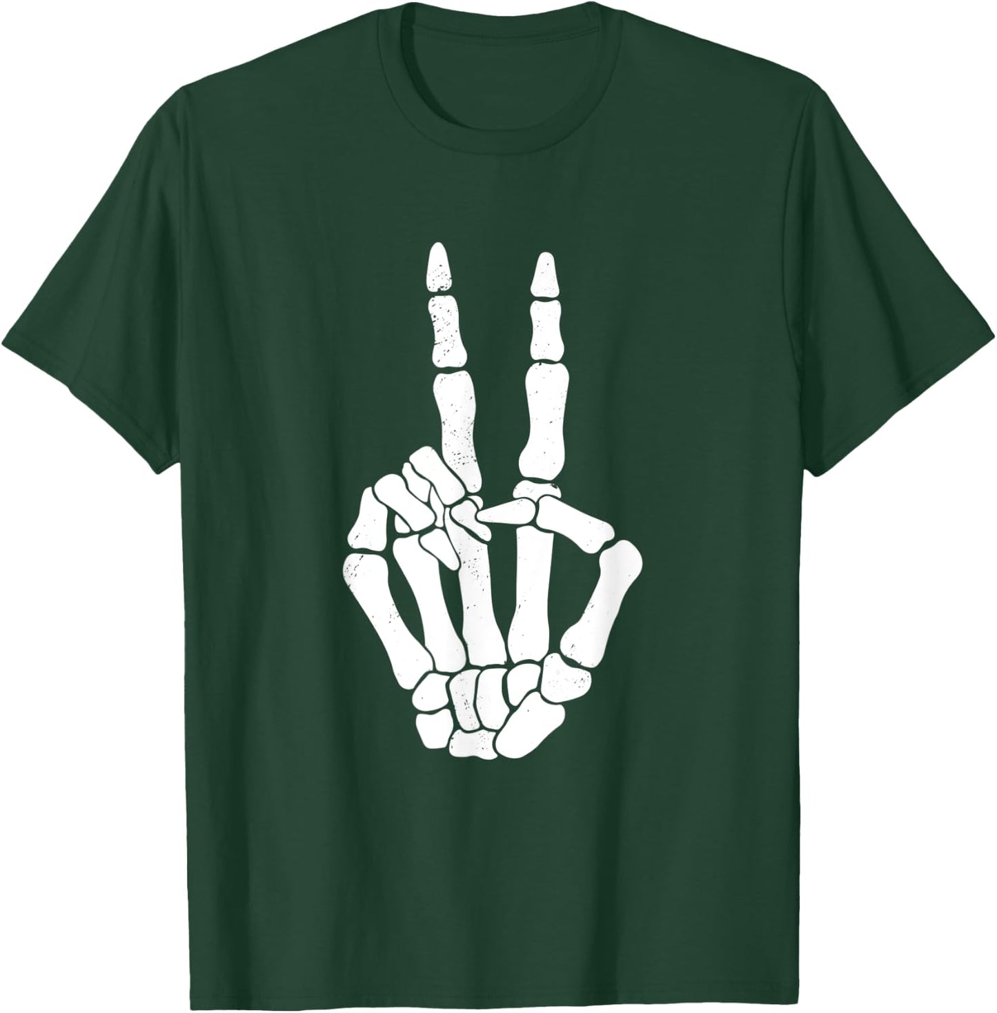 Skeleton Peace Sign Skeleton Halloween Creatures Love T-Shirt - T-Shirt | Forest