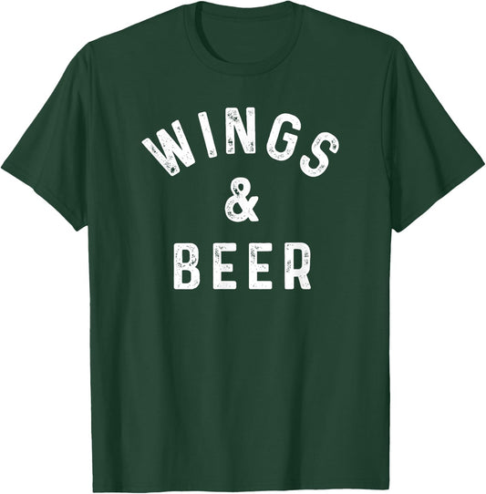 Wings & Beer Funny Buffalo Chicken and Beer Drinker T-Shirt - T-Shirt | Forest