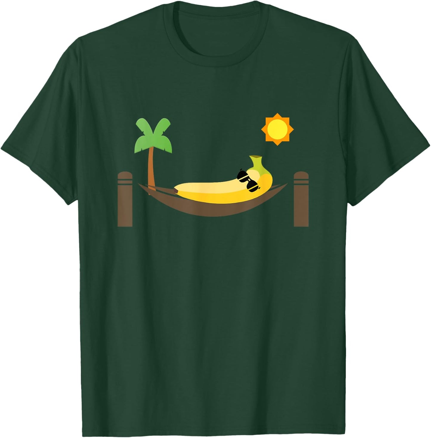 Banana in a Hammock Punny Fruit T-Shirt - T-Shirt | Forest