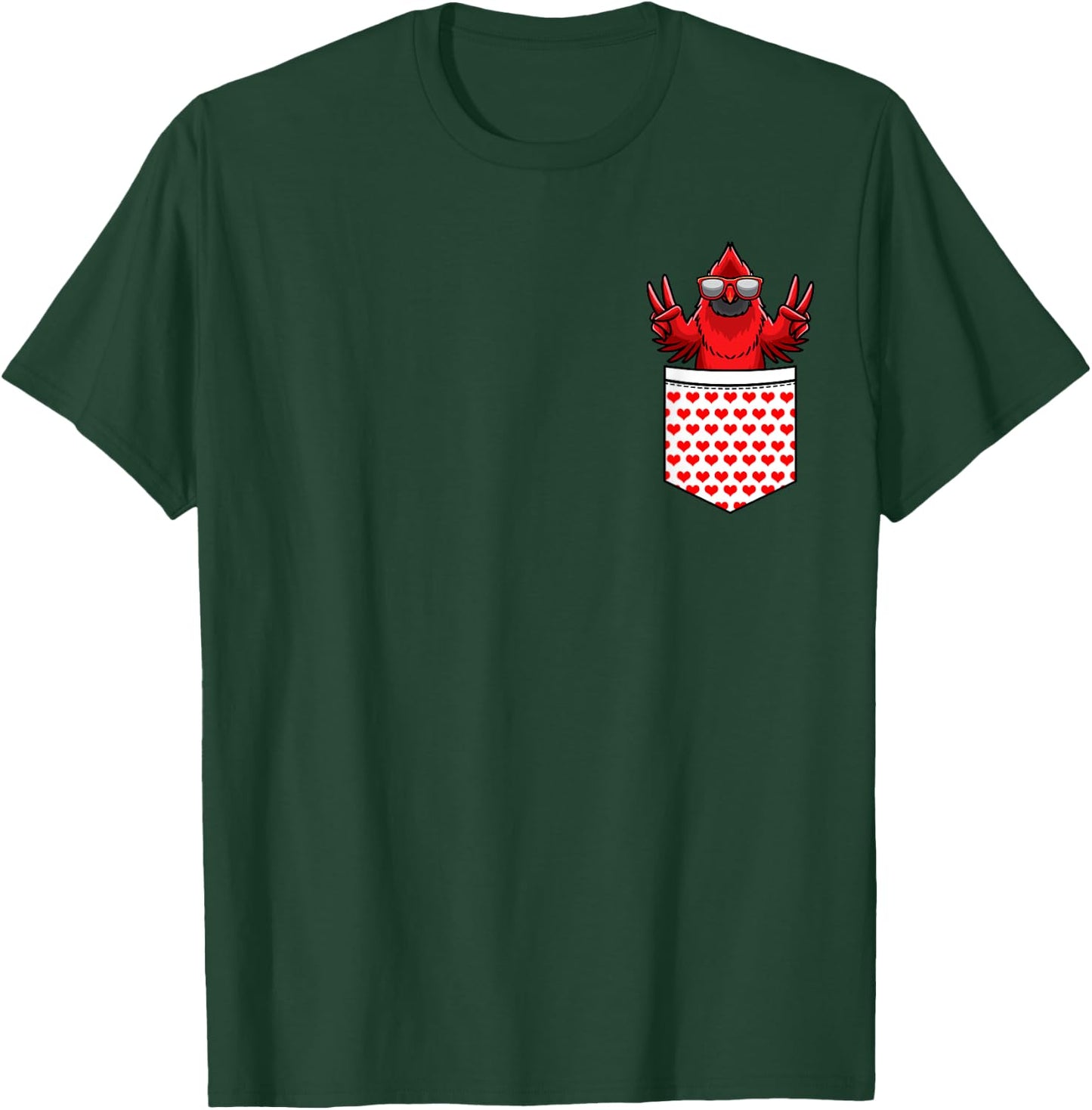 Northern Cardinal Bird Red Cardinal In Pocket T-Shirt - T-Shirt | Forest