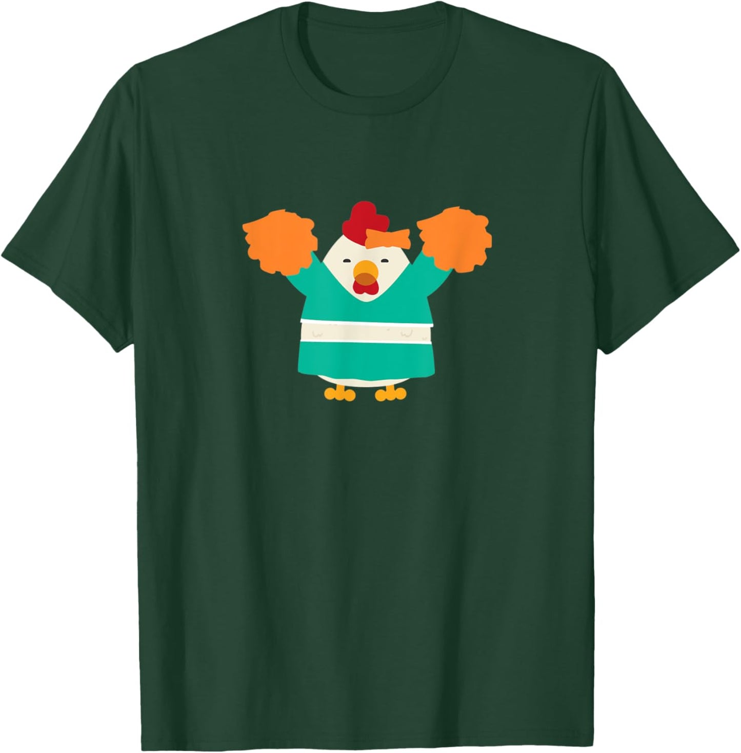 Cheerleading Chicken Funny Cheerleader Pom Poms T-Shirt - T-Shirt | Forest