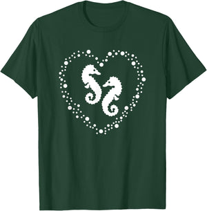 Seahorses in love in bubble heart mystical sea creatures T-Shirt - T-Shirt | Forest