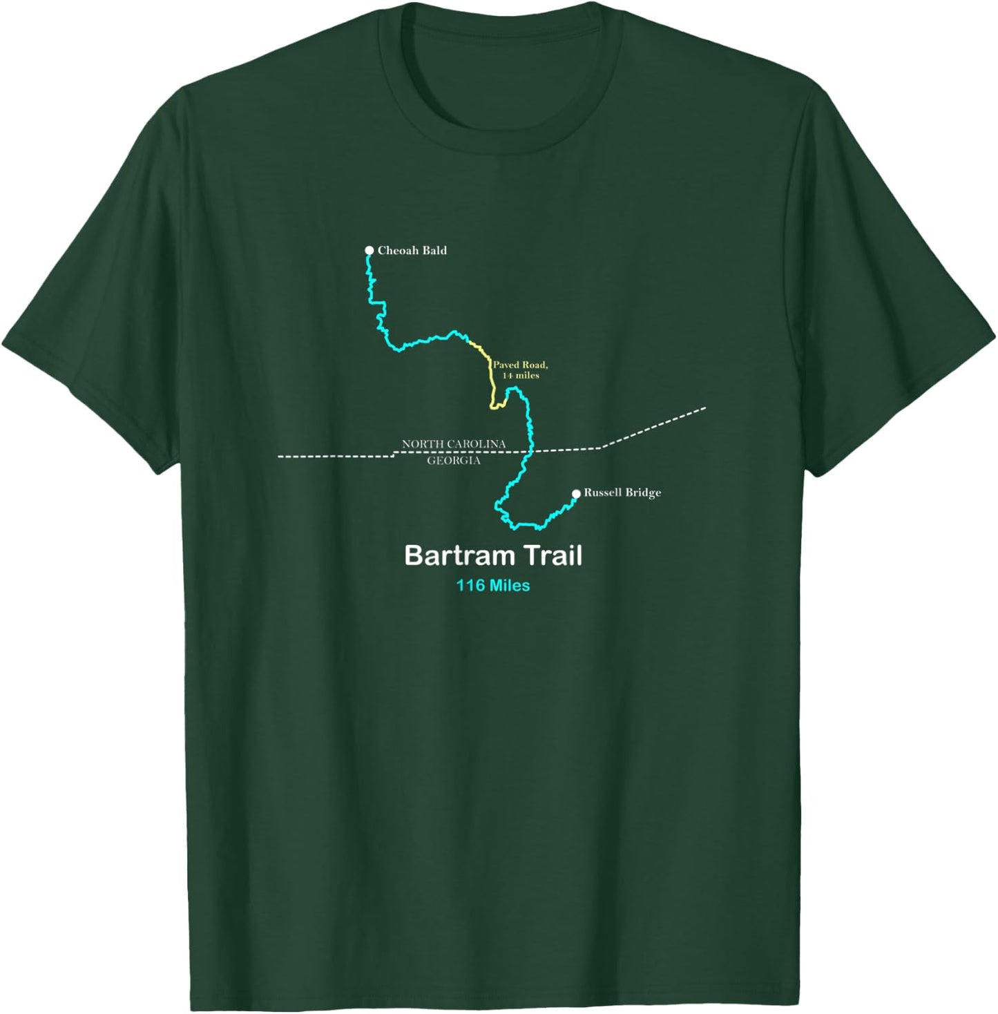 Route Map of the Bartram Trail in North Carolina and Georgia T-Shirt - T-Shirt | Forest
