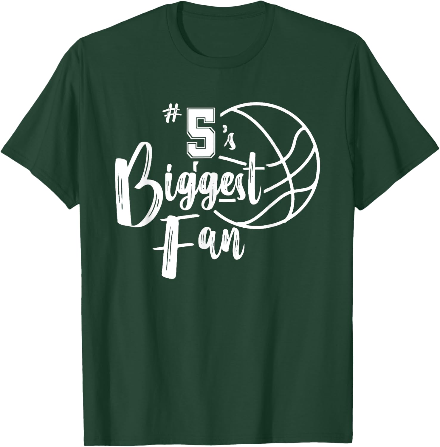Five 5's Biggest Fan Shirt Basketball Mom Basketball Dad T-Shirt - T-Shirt | Forest