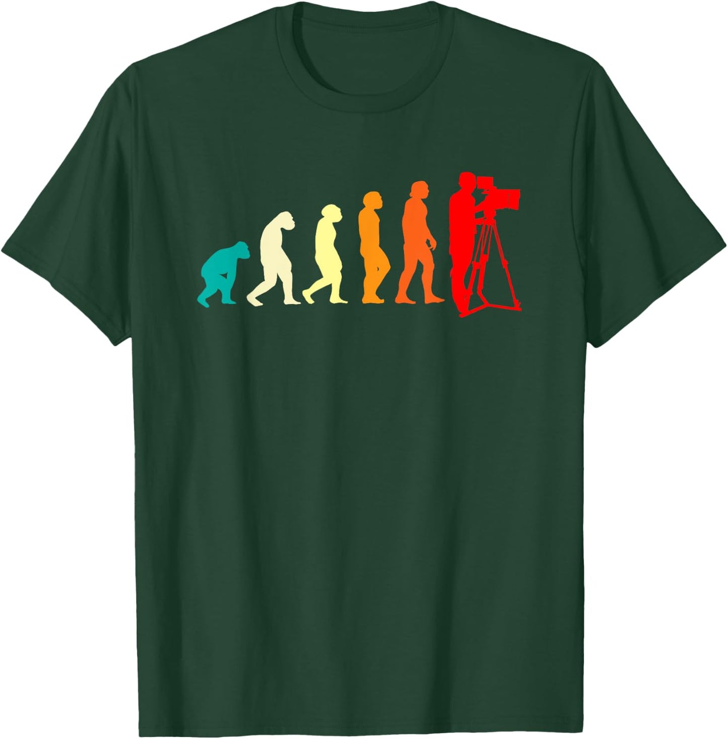 Film School Filmmaker Cinematographer Evolution Retro T-Shirt - T-Shirt | Forest