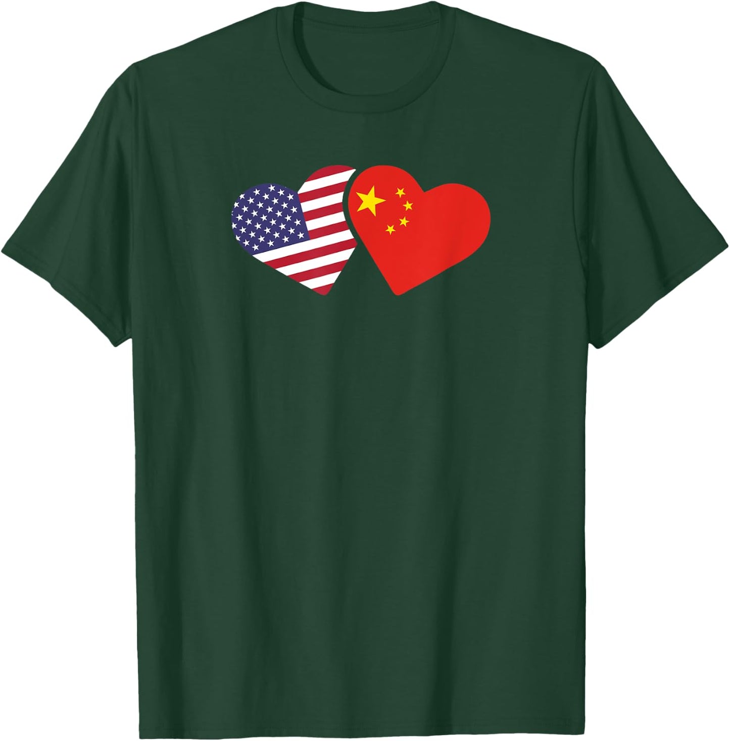 China USA Flag T Shirt Heart Chinese American Love Gift T-Shirt - T-Shirt | Forest