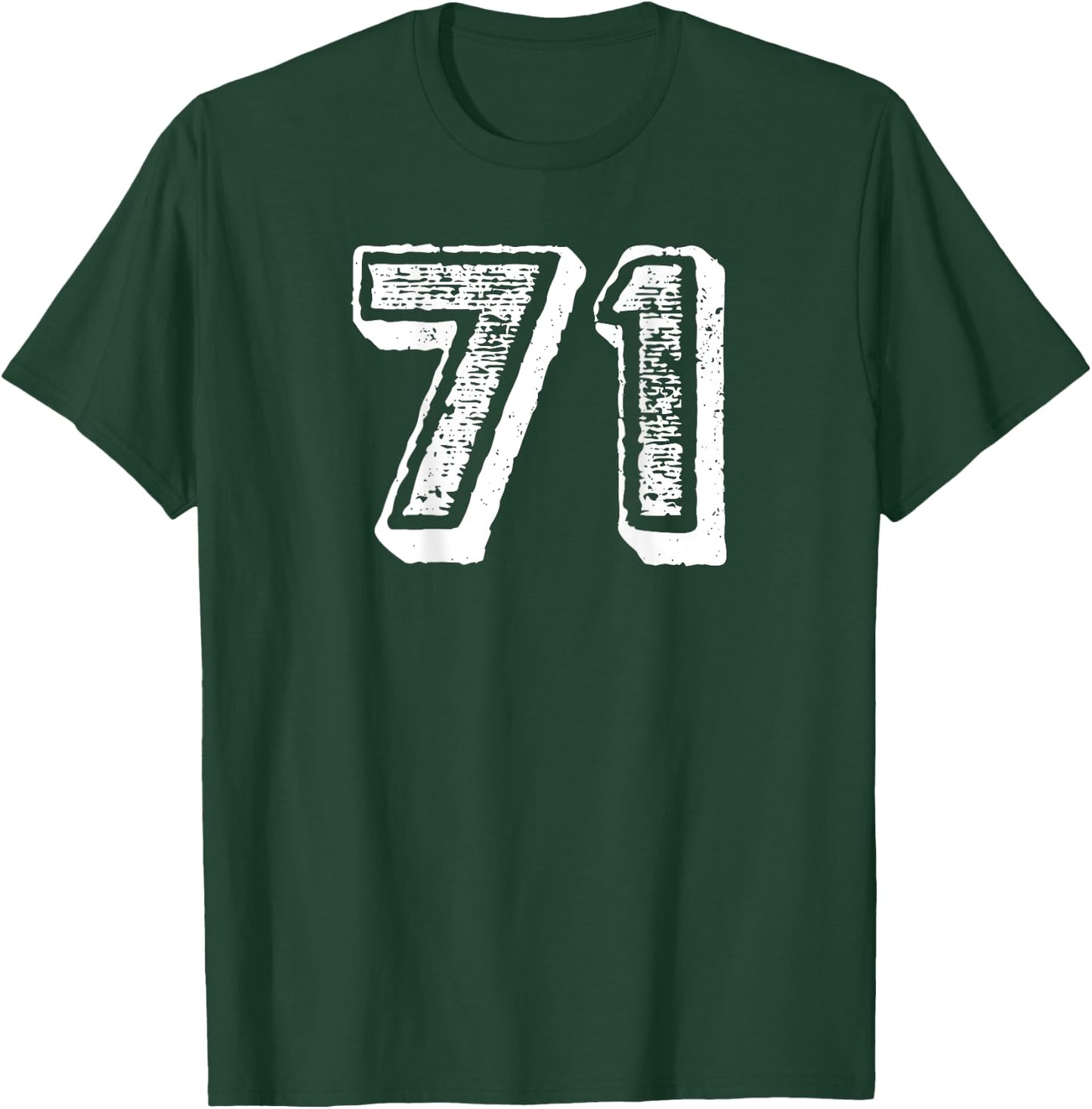 Number 71 Sports Jersey Player #71 Fan BACK PRINT Vintage T-Shirt - T-Shirt | Forest