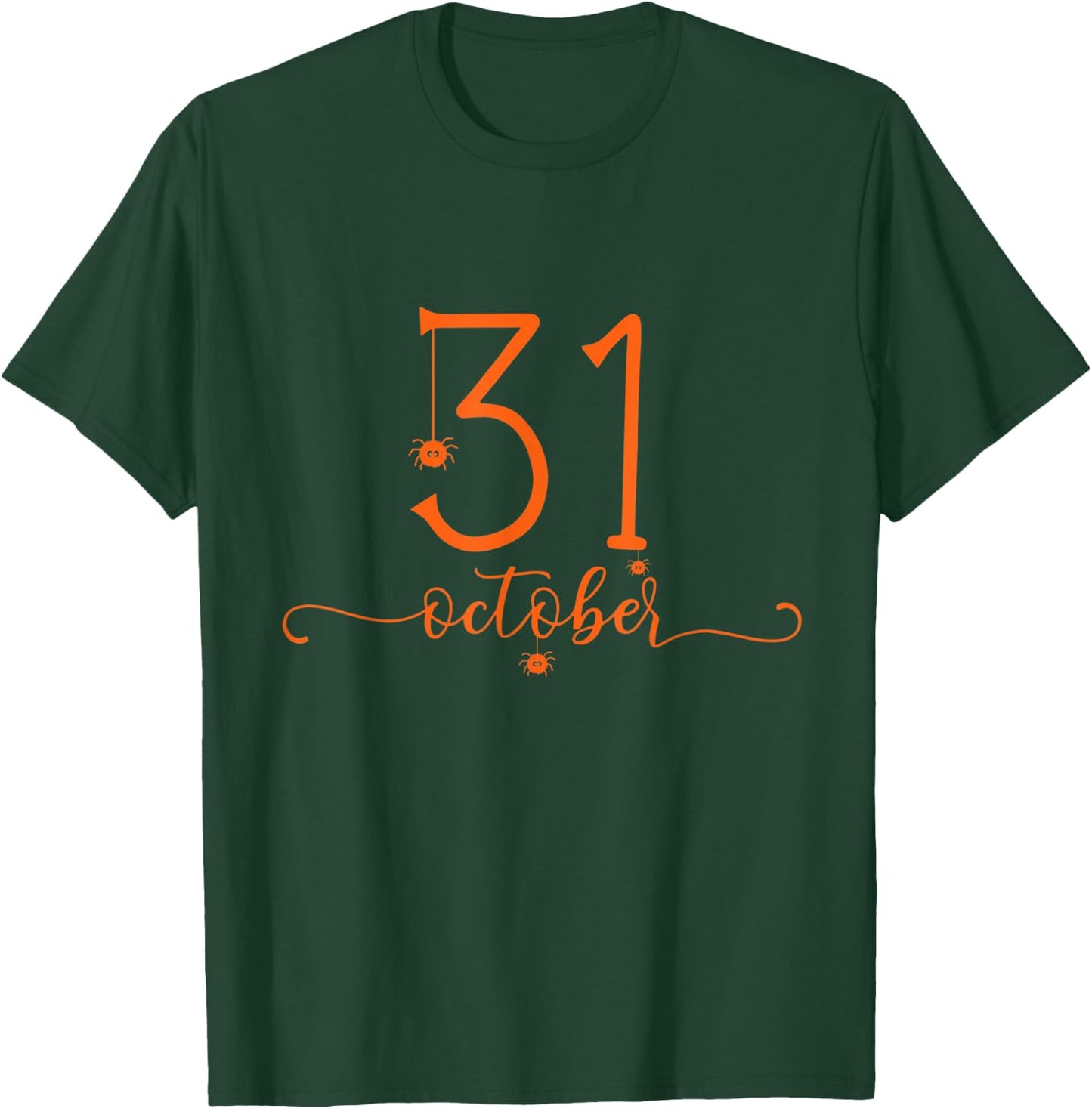 31 October Funny Halloween Pumpkin With Spider Spooky Season T-Shirt - T-Shirt | Forest