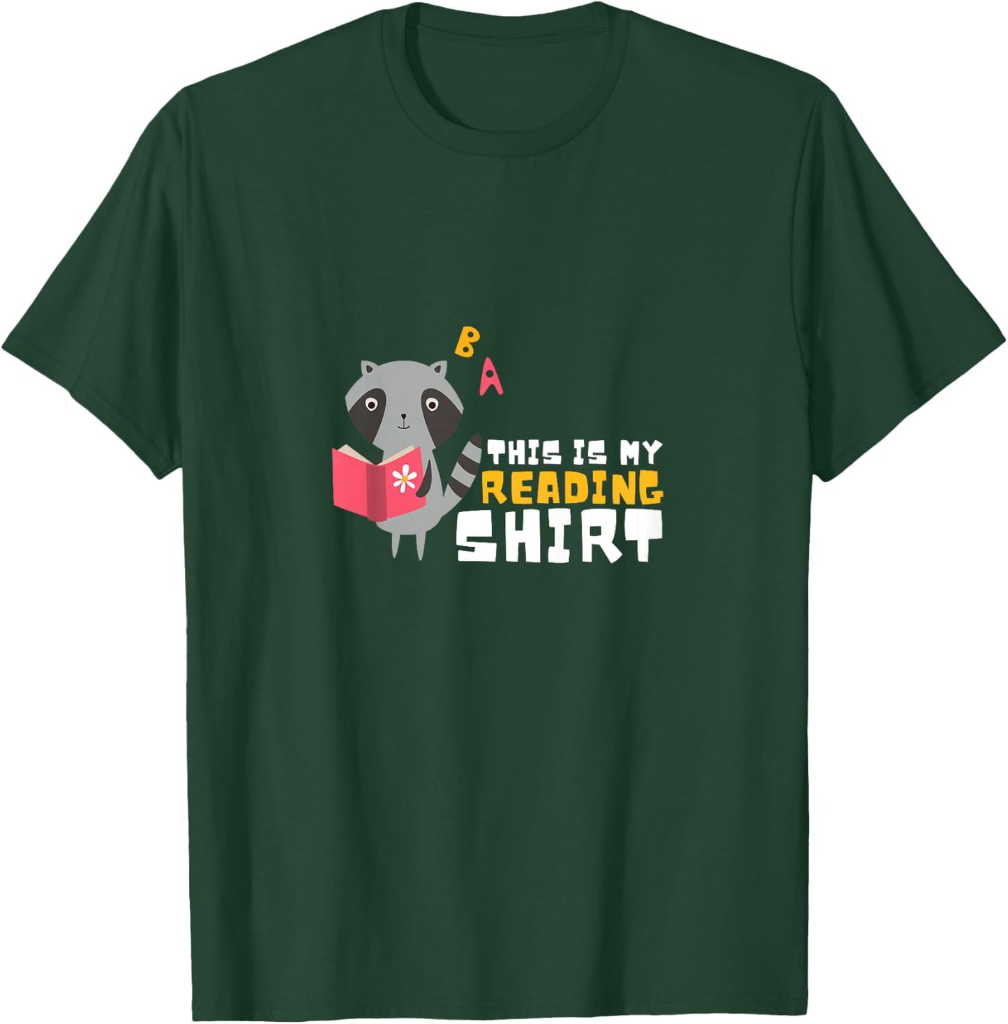Kids Cute Kawaii Raccoon This is my reading T-Shirt - T-Shirt | Forest