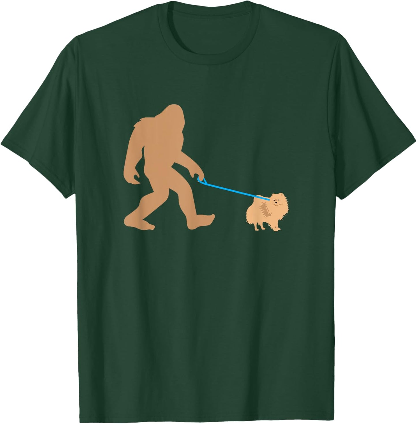 Bigfoot Walking Pomeranian Dog Funny Sasquatch Gift T-Shirt - T-Shirt | Forest