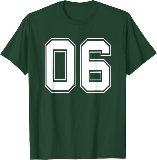 Number 06 Baseball Football Soccer Birthday T-Shirt - T-Shirt | Forest