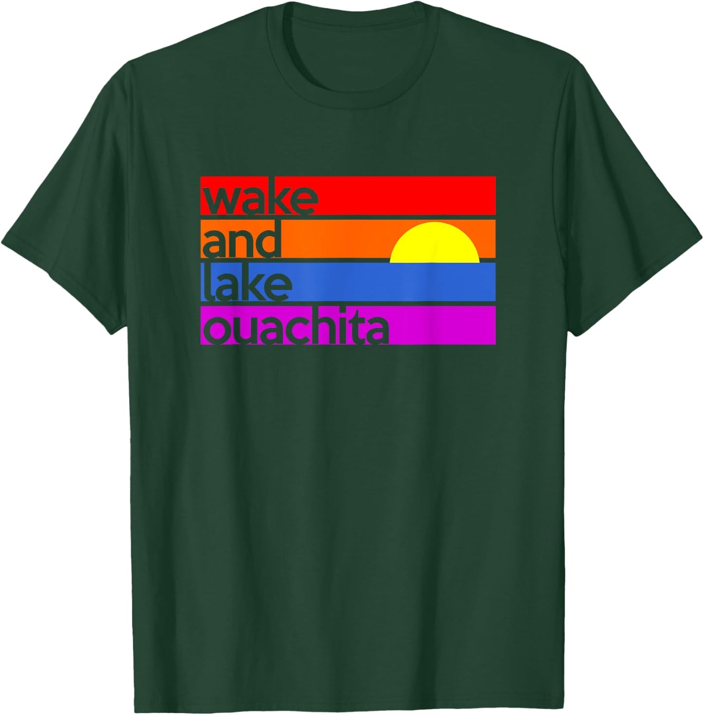 Wake and Lake Ouachita Arkansas Outdoors Boating Fishing T-Shirt - T-Shirt | Forest