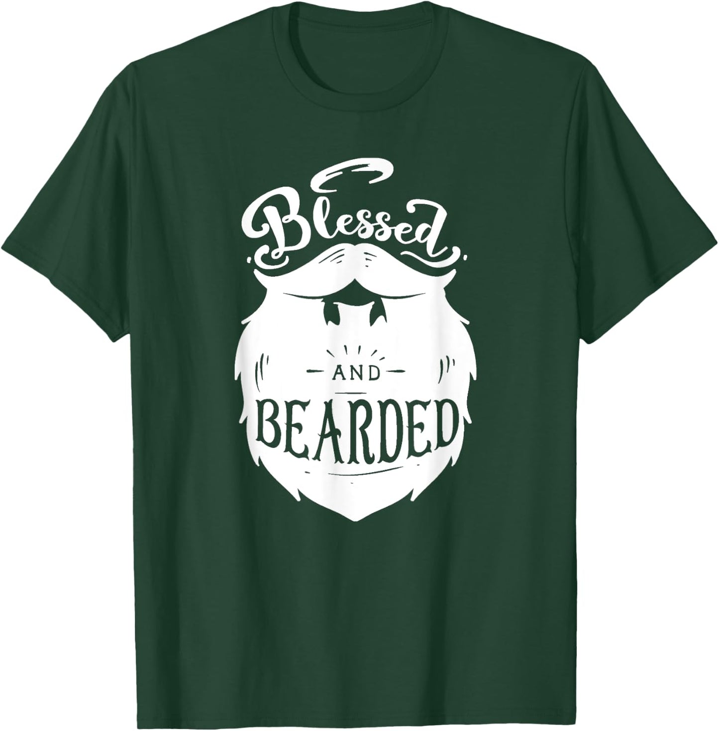 Blessed and Bearded - Jesus Praying Beard Hair Mustache T-Shirt - T-Shirt | Forest