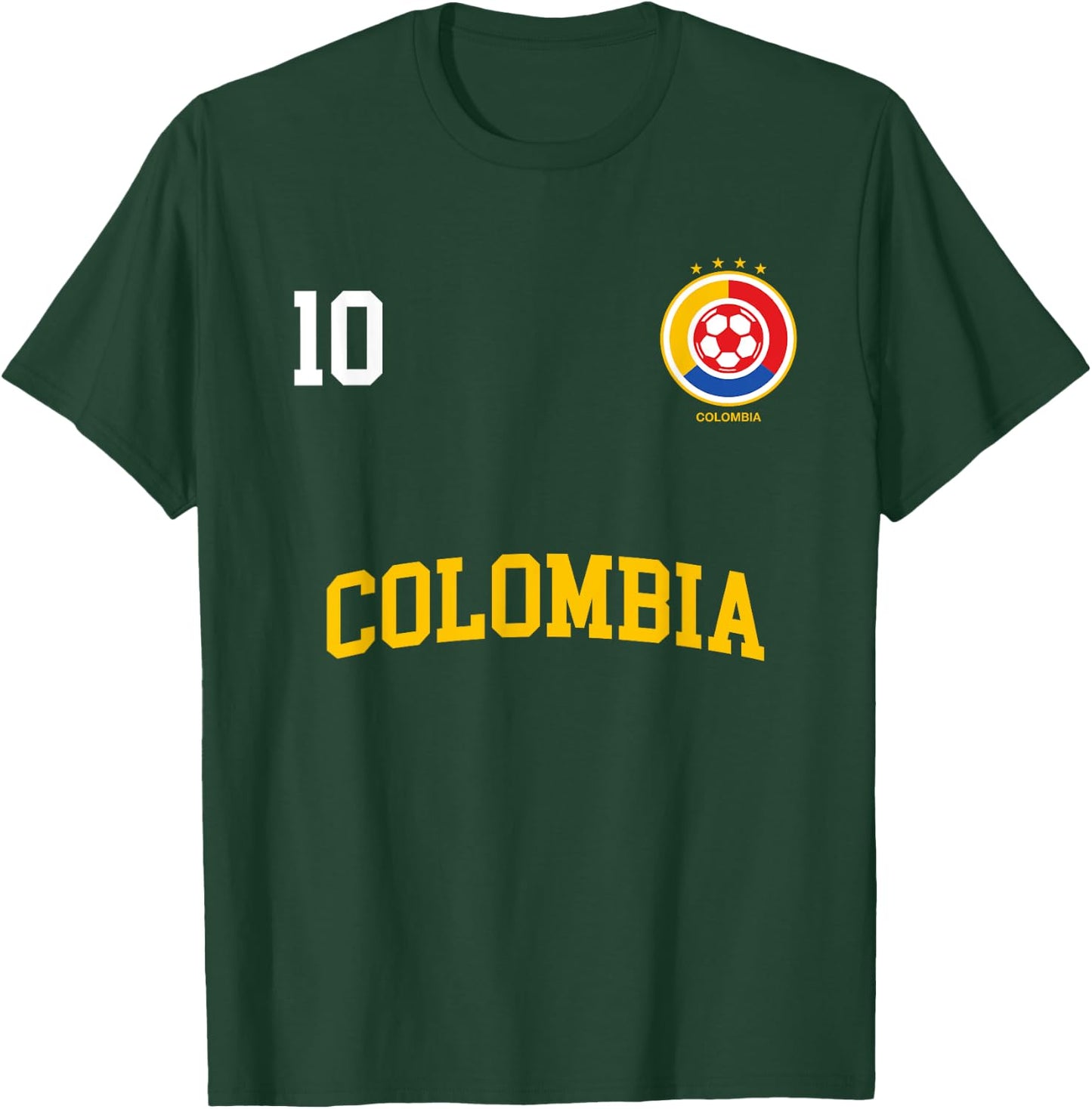 Colombia Soccer Shirt 10 + BACK Colombian Flag Camisa Futbol T-Shirt - T-Shirt | Forest