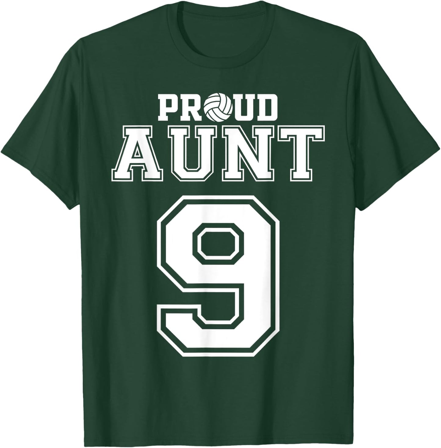 Custom Proud Volleyball Aunt Number 9 Personalized Women T-Shirt - T-Shirt | Forest