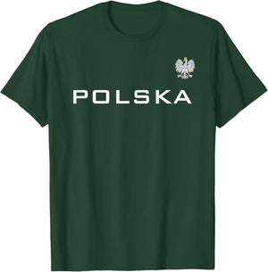 Polska Poland Flag Sports Athletic Jersey Style T-Shirt - T-Shirt | Forest