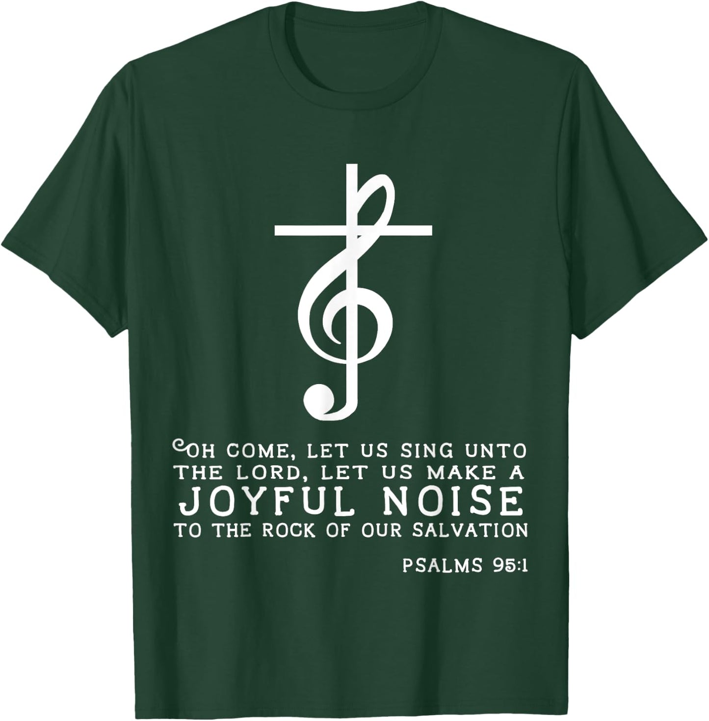 Christian Music Cross Treble Clef Musical Gift T-Shirt - T-Shirt | Forest