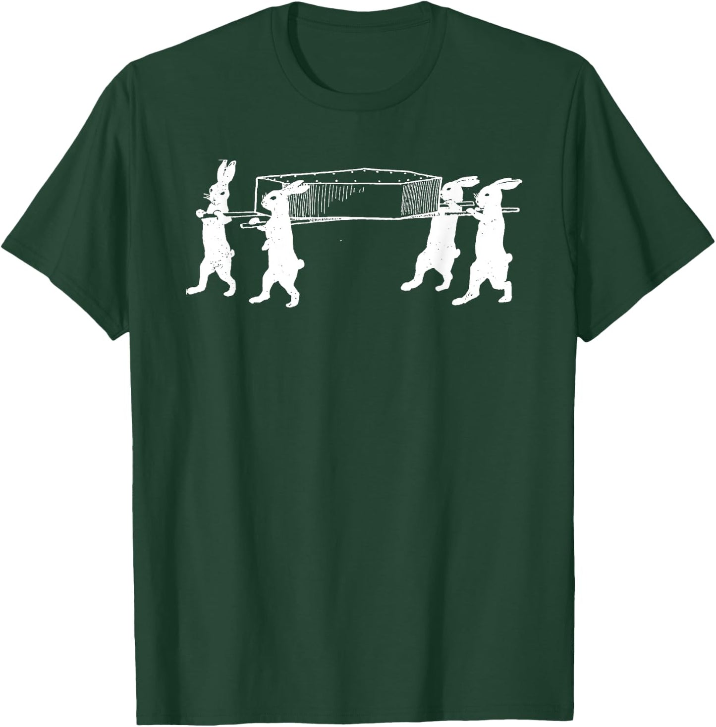 Funny Creepy Rabbits Carrying Coffin Casket Halloween Retro T-Shirt - T-Shirt | Forest