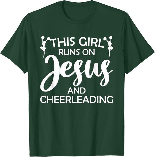 Cool Cheerleader Art Girl Cheerleading Jesus Cheer T-Shirt - T-Shirt | Forest
